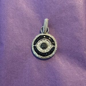 Sterling silver, evil eye pavé pendant